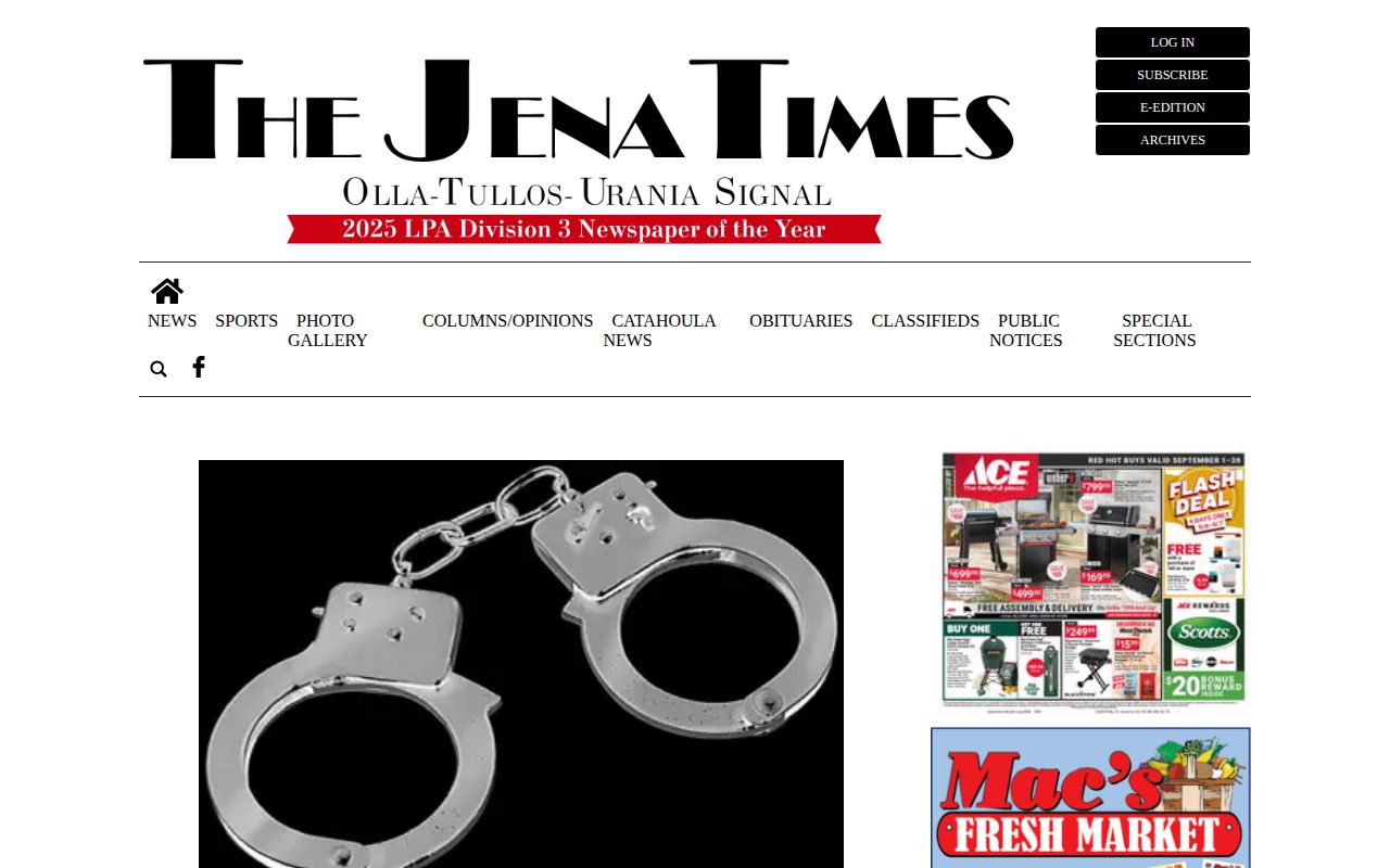 Jena Times LaSalle weekly arrests report page